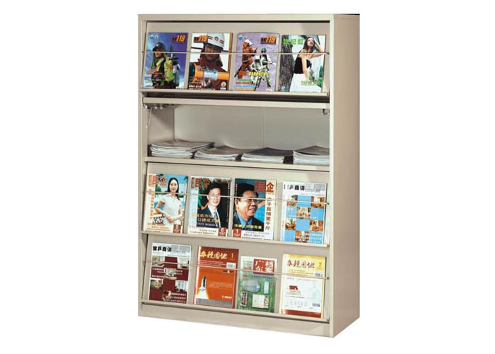 [图书馆家具|期刊架、杂志柜|办公家具|华体（中国）家具|四层单面期刊架]