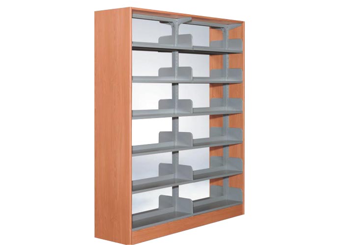 [图书馆家具|图书架|办公家具|华体（中国）家具|六层单柱双面书架]