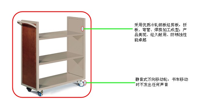 图书馆家具|推书车|办公家具|两层V型书车|推书车